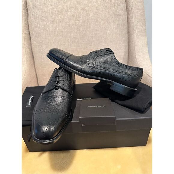 Dolce & Gabbana Men’s  lace-ups dress black leather shoes size 8, NIB main image 13